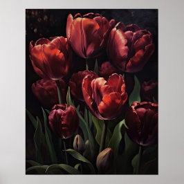 Póster Maroon Tulip Flowers Art Print Poster