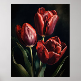 Póster Maroon Tulip Flowers Art Print Poster