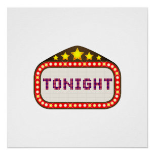 Póster Marquee de teatro de cine de esta noche