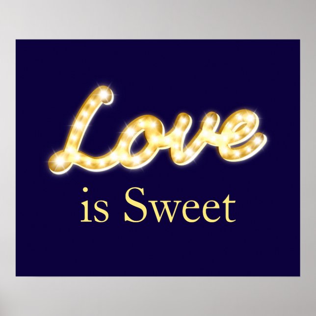 Póster Marquee Lights Love is Sweet Poster - azul (Frente)