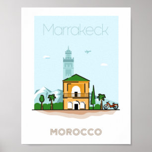 Póster Marrakech city travel poster - morocco travel 