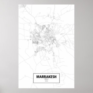 Póster Marrakech, Marruecos (negro sobre blanco)