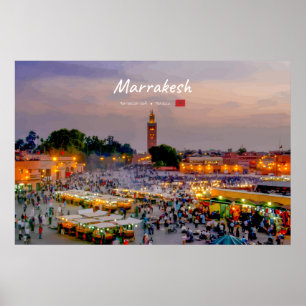 Póster Marrakech, Marruecos - Plaza Jemaa el Fnaa
