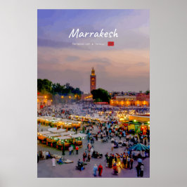 Póster Marrakech, Marruecos - Plaza Jemaa el Fnaa