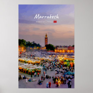 Póster Marrakech, Marruecos - Plaza Jemaa el Fnaa