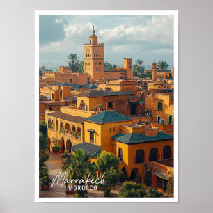 Póster Marrakech Marruecos vista arriba hacia el hermoso 