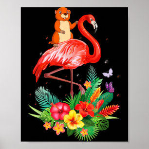 Póster Marrano Divertido Montando Flamenco Flores Anima S