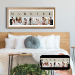 Póster MARRIED 7 Imagen Collage de fotos natural y negro<br><div class="desc">Elegante poster impreso, personalizado con sus fotos bodas. Un diseño elegante en una paleta de colores neutros de negro y natural, perfecto para recién casados y regalos de aniversario. La plantilla de fotos está configurada para que agregue 7 de sus imágenes favoritas que se muestran en formato retrato en un...</div>