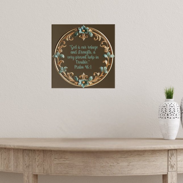 Póster Marrón con versos de la biblia de marco floral (Subido por el creador)