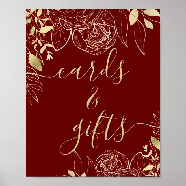Póster Marrón rojo oscuro y tarjetas y regalos florales m (Frente)