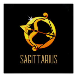 Póster Marrón y oro Sagittarius zodiac signo negro
