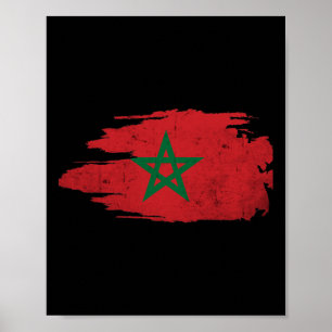 Póster Marruecos Bandera de Marruecos Aficionado al Fútbo