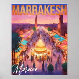 Póster Marruecos de Marrakech: recuerdo de turismo de via