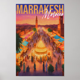 Póster Marruecos de Marrakech: recuerdo de turismo de via