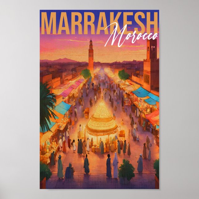 Póster Marruecos de Marrakech: recuerdo de turismo de via (Frente)
