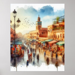 Póster Marruecos Medina de Marrakesh