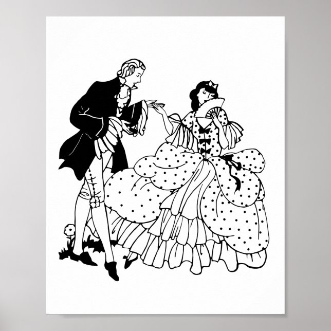 Póster Marry Me Victorian Couple Silhouette Art (Frente)