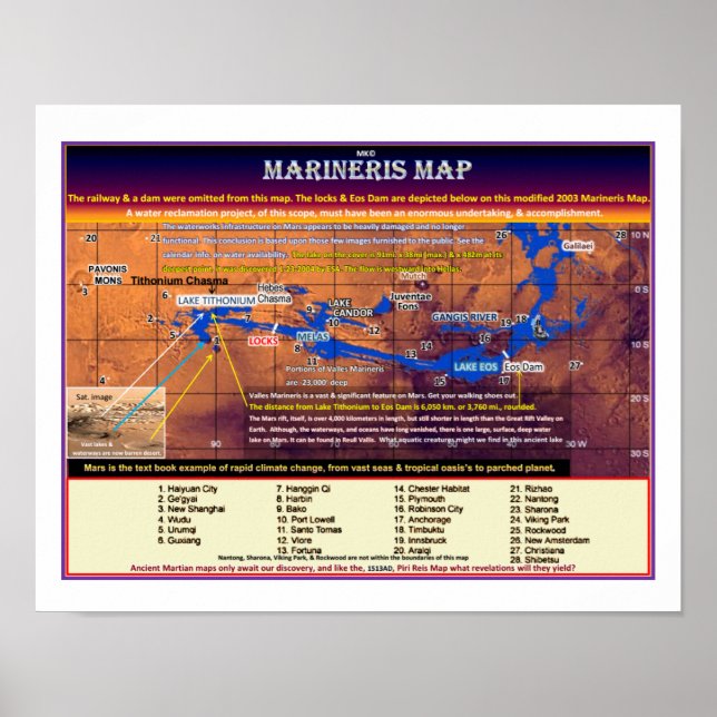 Póster Mars Marineris Map (Frente)