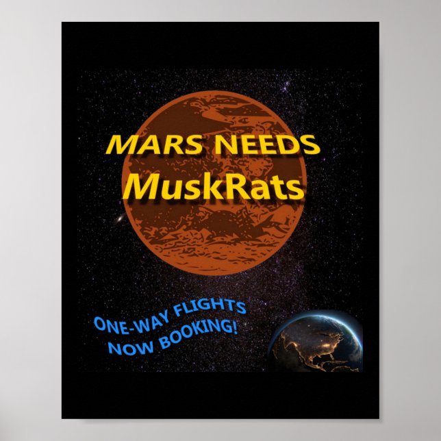 Póster Mars Needs Muskrat Pegatina (Frente)