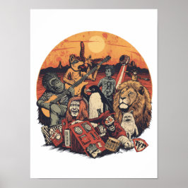 Póster Mars Pop Party Animals – Fun Music & Space Culture