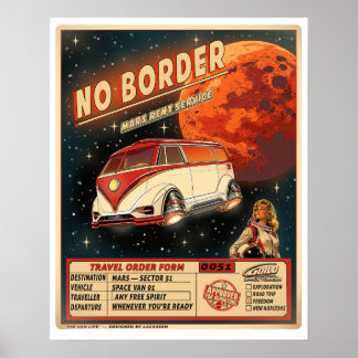 Póster Mars Rent Service | Retro Sci-Fi Space