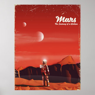Póster Mars Science fiction vintage travel poster