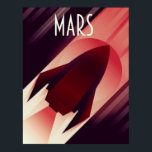 Póster Mars Starship Art Deco Space Art<br><div class="desc">Cartel de viaje espacial Mars Starship Art Deco Space Art.</div>