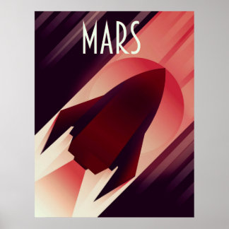 Póster Mars Starship Art Deco Space Art