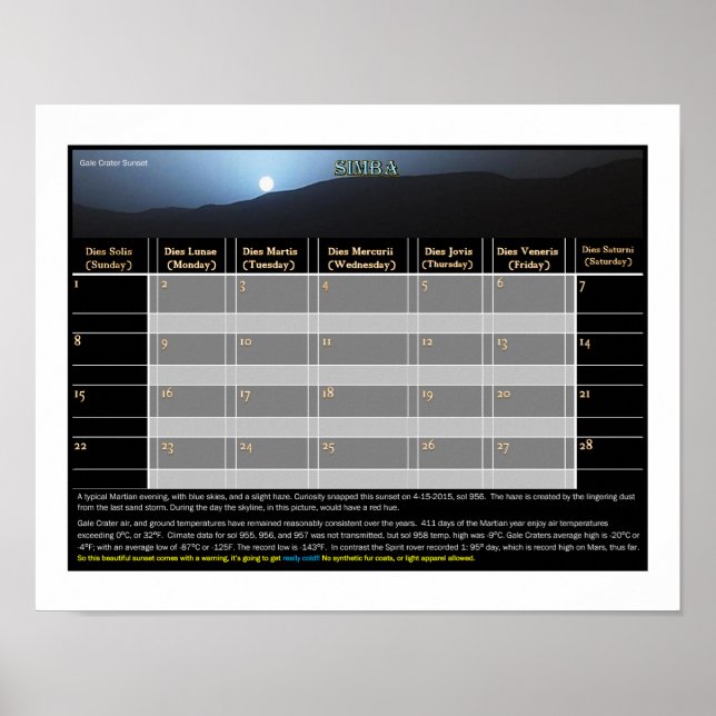 Póster Mar's Sunset: Gale Crater (Frente)