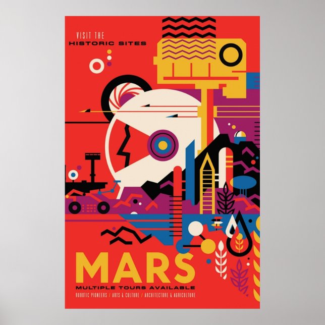 Póster MARS Visita Los Lugares Históricos Exploración Pro (Frente)