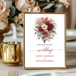 Póster Marsala Bohemian Floral Mesa Superior Eucalipto Bo