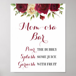Póster Marsala Burgundy Momosa Bar Baby Shower Sprinkle