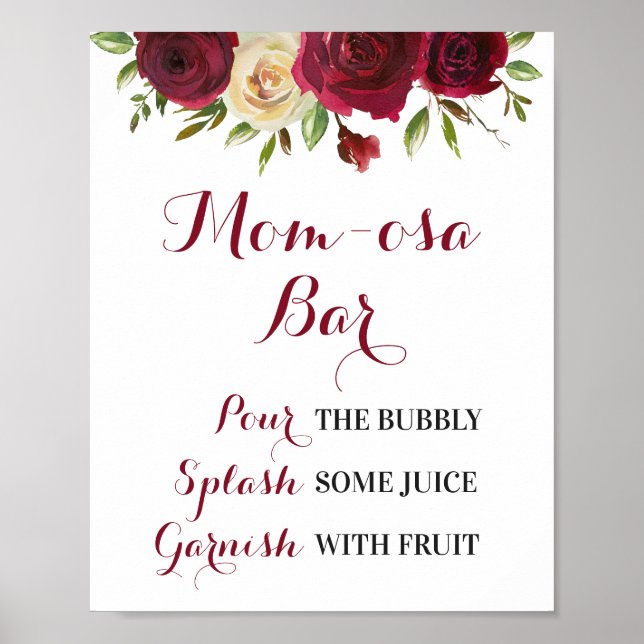 Póster Marsala Burgundy Momosa Bar Baby Shower Sprinkle (Frente)