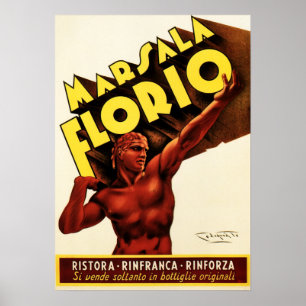 Póster MARSALA FLORIO Italia Espíritu de vino Bebida alco