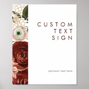 Póster Marsala Otoño Floral   Tarjetas blancas y regalos 