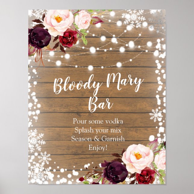 Póster Marsala Winter Bloody Mary Bar Signage Poster (Frente)