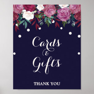 Póster Marsala y Floral Borgoña en Tarjetas y Regalos Nav