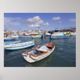 Póster Marsaxlokk Pescadores Barcos Malta