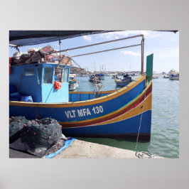 Póster Marsaxlokk Pescadores Barcos Malta