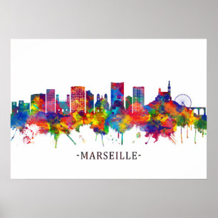 Póster Marseille France Skyline