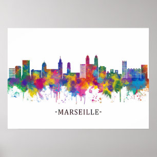 Póster Marseille France Skyline