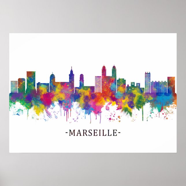 Póster Marseille France Skyline (Frente)