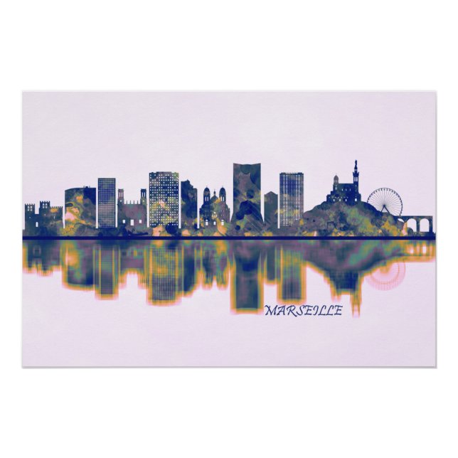 Póster Marseille Skyline (Anverso)