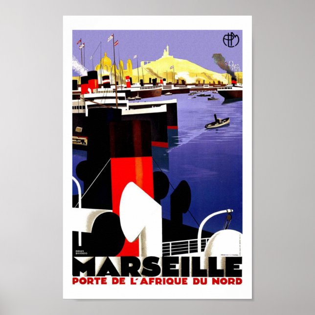 Póster Marseille Vintage Travel (Frente)