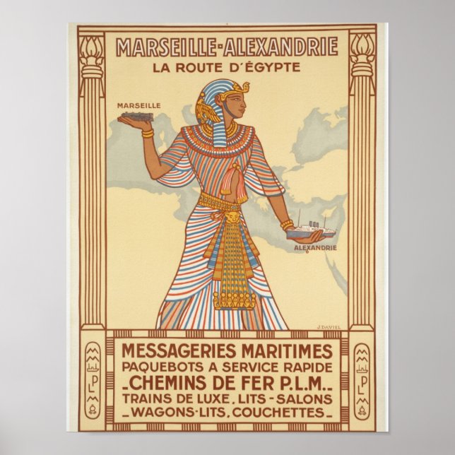 Póster Marsella a Alejandría Ruta de Egipto (Frente)