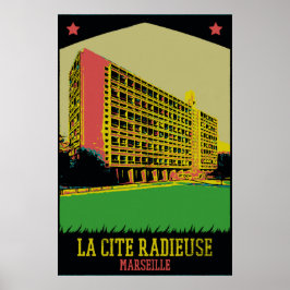 Póster Marsella Cite Radieuse ilustracion Francia