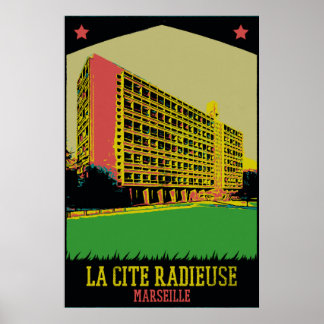 Póster Marsella Cite Radieuse ilustracion Francia