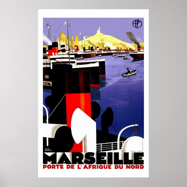 Póster Marsella, France Vintage Travel (Frente)