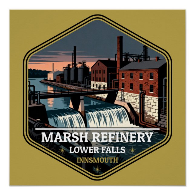 Póster Marsh Refinery Lower Falls Innsmouth Vintage Viaje (Anverso)