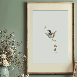 Póster Marsh Sweet Titmouse Pair Watercolor Art